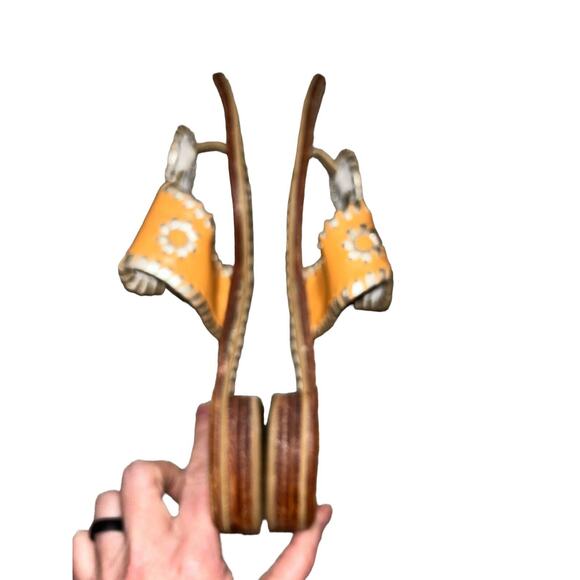 Jack Rogers Jack Flat Leather Thongs Sandals Orange Gold Women's Size 6 - Picture 6 of 10